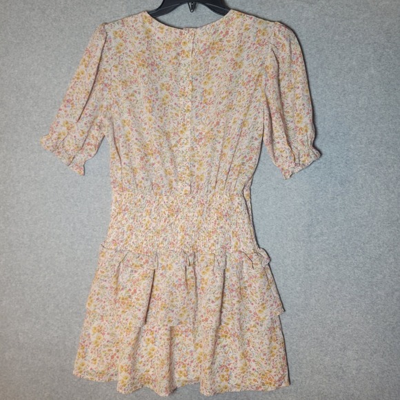 Lulus Isnt She Darling Mini Dress Size Large Floral Tiered Puff Sleeve Festival - Picture 9 of 13